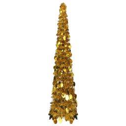 Pom de Craciun artificial tip pop-up, auriu, 120 cm, PET GartenMobel Dekor