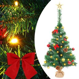 Brad de Craciun artificial pre-iluminat cu globuri, verde 64 cm GartenMobel Dekor