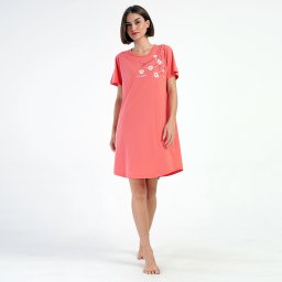 Cămașă de Noapte cu Buzunare din Bumbac 100% Vienetta 'Wonderful Life' Rose Mărimi Mari