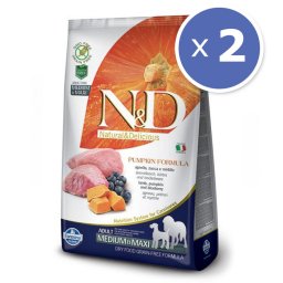 Pachet economic: 2 x N&D Grain Free Adult Medium si Max - Miel, Dovleac si Afine, 12 Kg