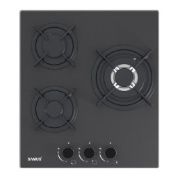 Plita PSG-43SMGN1, 3 arzatoare, L 45 cm, Aprindere electrica, Negru