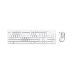 Tastatura TR-25465, USB, Fara fir, Layout US, Alb + Mouse, Fara fir, USB, Optic, Alb