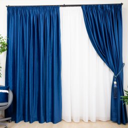 Draperie Hiko Comfy catifea albastru royal, cu rejansa, 1 bucata