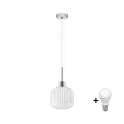 Lustră LED cu cablu HARMA 1xE27/60W/230V Ø 20 cm crom mat/alb