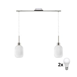 Lustră LED HARMA suspendată pe cablu 2xE27/60W/230V crom mat/alb