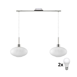 Lustră LED pe cablu HARMA 2xE27/60W/230V crom mat/alb