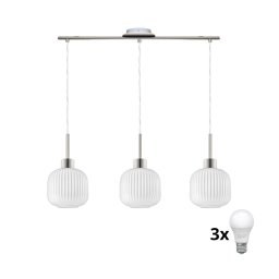 Lustră LED HARMA, suspendată pe cablu, 3x E27, 60 W, 230 V, crom mat/alb