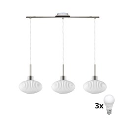 Lustră LED suspendată pe cablu HARMA 3xE27/60W/230V, crom mat/alb
