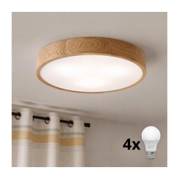 Brilagi - Plafonieră LED CARVALHO 4xE27/60W/230V, finisaj stejar, diam. 57,5 cm