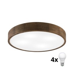 Brilagi - Plafonieră LED CARVALHO 4xE27/60W/230V, finisaj stejar-nuc, Ø 57,5 cm