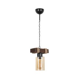 Candelabru suspendat pe lanț JASMIN, 1xE27/40W/230V, maro/bej