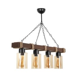 Lustră suspendată pe lanț JASMIN 4xE27/40W/230V maro/bej
