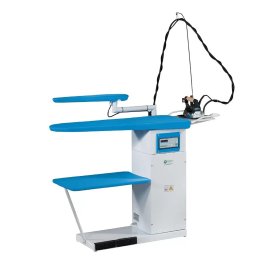Masa de Calcat Industriala cu Fier de Calcat si Generator de Abur Battistella Italia Argo 2011 cu Manecar si Brat Inclus Alb/Albastru