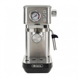 Espressor manual Ariete ESPRESSO METAL SLIM 1381/10, 1300W, 15 bar, 1.1 L, Manometru, Cafea macinata si doze ESE, Inox