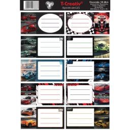 T-Creativ: Etichete pentru caiet cu model mașină sport - 10 bucăți