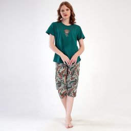 Pijama Damă cu Pantalon Trei Sfert Vienetta 'Live Your Best Life' Confort și Conexiune cu Natura