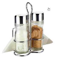Set condimente, 4 piese, suport inox