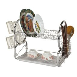Uscator de vase cromat cu tava din plastic Bohmann, 2 etaje, BH7316