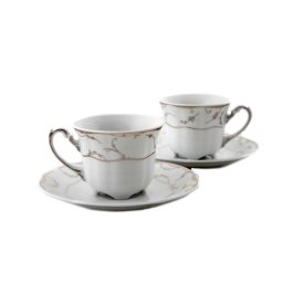 Serviciu cafea portelan, VIVIEN decor ARGINT,6 persoane, 100 ml - VAC 100