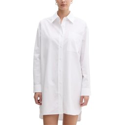 CALVIN KLEIN Rochie Cotton Oversized Mini Shirtdress LV047C022G YAA brilliant white