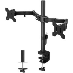 Suport birou pentru 2 monitoare, Techly, 13"-27", Vesa, 2x10kg, Negru