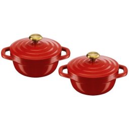 Set de 2 oale cu capace TEFAL Air Cocotte E254S255, D11cm, V0.45L, Aluminiu turnat, Rosu