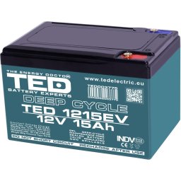 Acumulator TED Electric TED003775, 12V Vehicule Electrice, Dimensiuni 151 x 98 x 95 mm, Baterie 12V 15Ah M5
