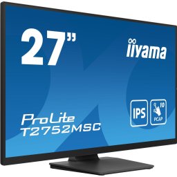 Monitor IPS LED Iiyama ProLite T2752MSC-B1, 27 inch, Full HD, Touchscreen, 5 ms, 60 Hz, HDMI, DisplayPort, USB, Boxe, Negru