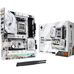 Placa de baza ASRock X870 Steel Legend, ATX, WiFi, Memorie suportata 256 GB DDR5, Socket AM5, Alb