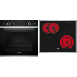 Funcții și programe de gătit Set aragaz incorporabil Siemens EQ311KA1ZM, format din plita ceramica cu patru zone de gatit si cuptor electric de 71 litri, negru/otel inoxidabil