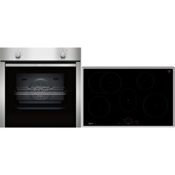 Set Neff BX18I, Cuptor electric B1DCA0AN0, Seria N30, 71 l, 60 cm si Plita inductie T58SHF1L0, Seria N70), 4 zone gatit, Argintiu-Negru