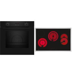 Setul de cuptor Neff BX48PB0, Cuptor electric Neff B2CCG6AK3 N30 (71 L, 60×60 cm) + Plita electrica vitroceramica T18SDH9L0 N70 (4 zone gatit), Negru