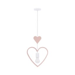 Lustră pentru copii pe cablu HEART 1xE27/20W/230V roz/alb