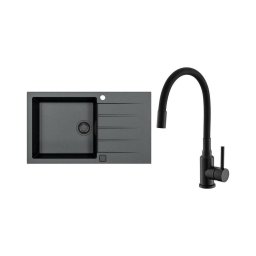 ALVEUS SETA23232 - Chiuvetă de bucătărie CADIT+baterie pentru chiuvetă MINTAS 34cm granit/negru