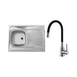 ALVEUS SETA24019 - Chiuvetă de bucătărie CLASSIC + baterie pentru chiuvetă MINTAS, 34 cm, inox/negru