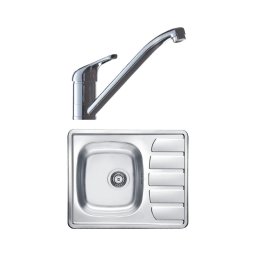 ALVEUS SETA265 - Chiuvetă de bucătărie ZOOM+baterie pentru chiuvetă RIVIERA 14,8 cm satinat/crom