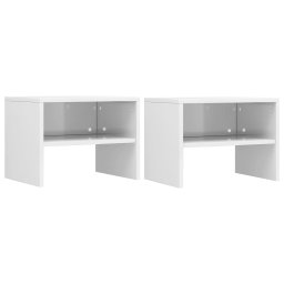 Noptiere, 2 buc., alb extralucios, 40x30x30 cm, lemn prelucrat GartenMobel Dekor