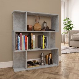 Biblioteca/Separator, gri beton, 80x24x96 cm, lemn prelucrat GartenMobel Dekor