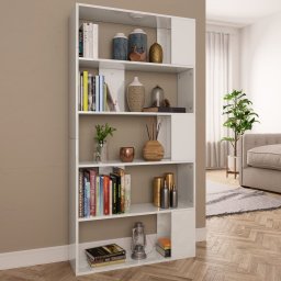 Biblioteca/Separator camera, alb extralucios, 80x24x159 cm, PAL GartenMobel Dekor