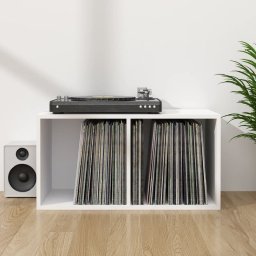 Cutie de depozitare viniluri, alb, 71x34x36 cm, lemn compozit GartenMobel Dekor