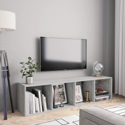 Biblioteca/Comoda TV, gri beton, 143x30x36 cm GartenMobel Dekor