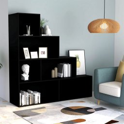Biblioteca/Separator camera, negru 155x24x160 cm lemn prelucrat GartenMobel Dekor