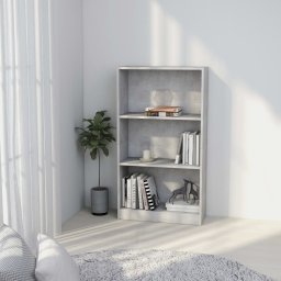 Biblioteca cu 3 rafturi, gri beton, 60x24x109 cm, lemn compozit GartenMobel Dekor