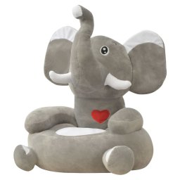 Scaun din plus pentru copii cu model elefant, gri GartenMobel Dekor