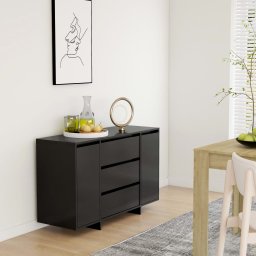 Servanta cu 3 sertare, negru, 120x41x75 cm, PAL GartenMobel Dekor