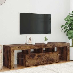 Comoda TV cu lumini LED, stejar fumuriu 140x36,5x40 cm GartenMobel Dekor