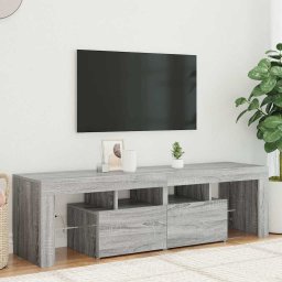 Comoda TV cu lumini LED, gri sonoma, 140x36,5x40 cm GartenMobel Dekor
