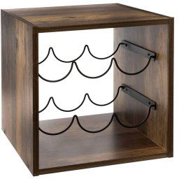 Suport sticle vin 5Five Mix n'Modul stil industrial, PAL, 31x31x31 cm, maro Household NewTrend