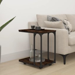 Masa laterala cu roti stejar fumuriu 50x35x55,5cm lemn compozit GartenMobel Dekor