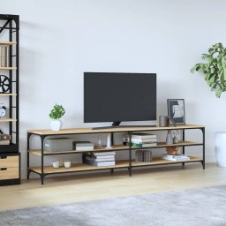 Comoda TV, stejar sonoma, 200x30x50 cm, lemn prelucrat si metal GartenMobel Dekor